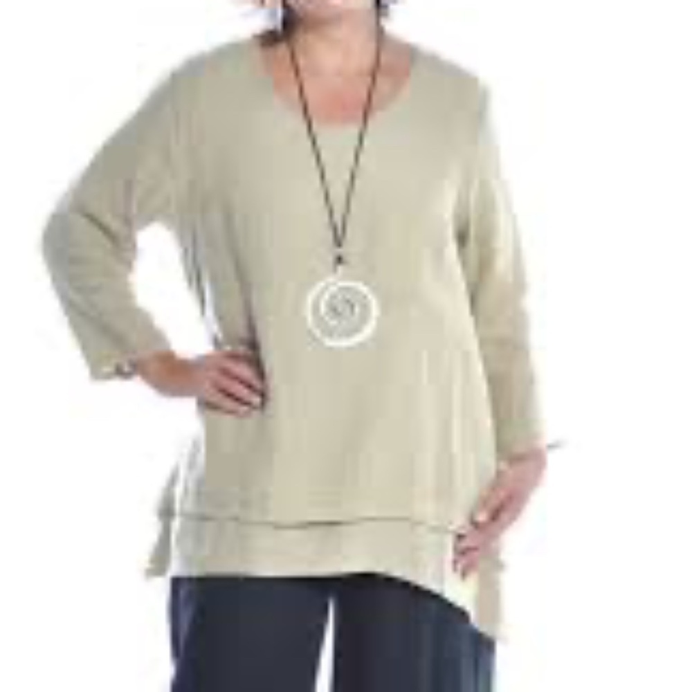 ET'LOIS USA 100% Cotton Olivia Tunic A-line 2-Layer Front White Top Size 2X